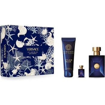 Versace Dylan Blue подаръчен комплект за мъже Размер EDT 100 ml + EDT 5 ml + 150 ml душ гел