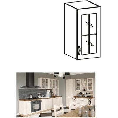 Горен шкаф с витрина Royal G30S бяло и северен бор