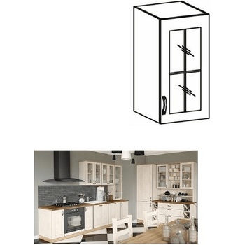 Горен шкаф с витрина Royal G30S бяло и северен бор