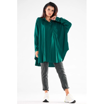 Awama Woman's Shirt A528 Bottle Green tyrkysová