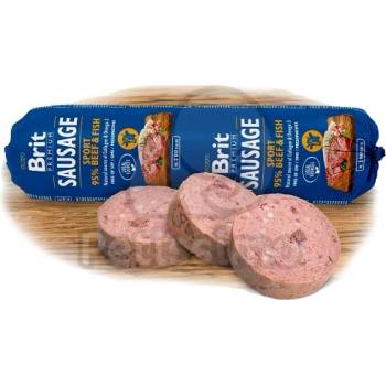 Brit Premium Sausage - Салам за кучета спорт телешко и риба- 800 г - срок на годнот: 21.05. 2026