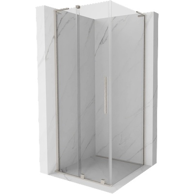 Mexen Velar L плъзгаща се душ кабина 110 x 110 см, прозрачна, четкан никел - 871-110-110-03-97 (871-110-110-03-97)