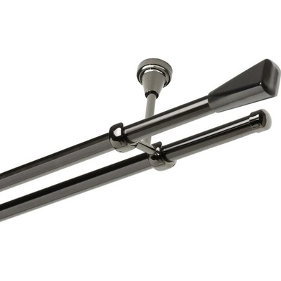 OK-GarnýžeCZ - Garnýž kovová dvouřadá 19mm Trapez onyx 220 cm do stropu / na tunýlek - bez kroužků