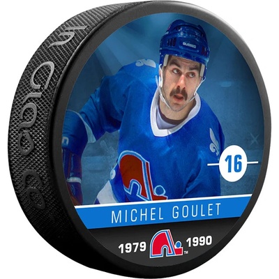 Inglasco / Sherwood Puk Michel Goulet #16 Quebec Nordiques Souvenir Collector Hockey Puck