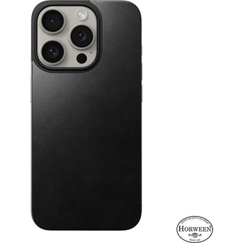 Nomad Magnetic Horween Leather Back - магнитен кожен (естествена кожа) гръб с MagSafe за iPhone 15 Pro (черен)