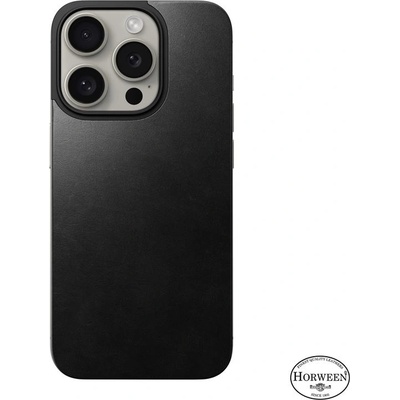 Nomad Magnetic Horween Leather Back - магнитен кожен (естествена кожа) гръб с MagSafe за iPhone 15 Pro (черен)