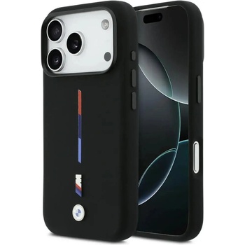 BMW M силиконов трицветен калъф MagSafe за iPhone 17 Pro - черен
