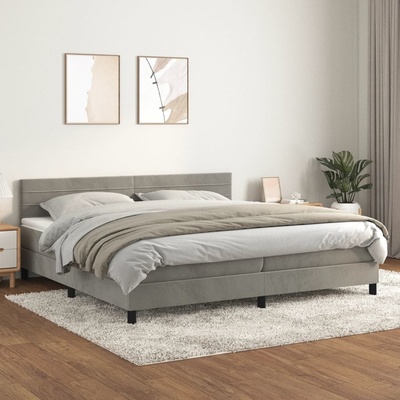 Petrashop 3141383 boxspring postel s matrací světle šedá samet