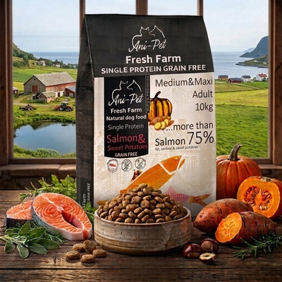 Fresh Farm Adult Medium & Maxi Single Protein GF Salmon & Sweet Potatoes 10 kg