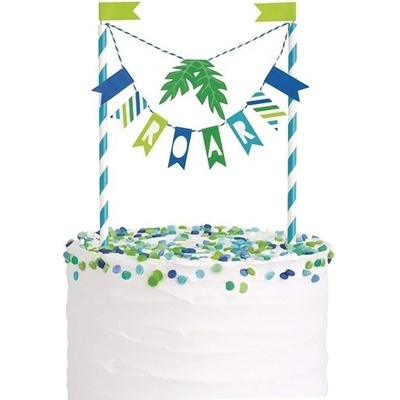 Unique Dino party Eco - Dekorace na dort modrozelená