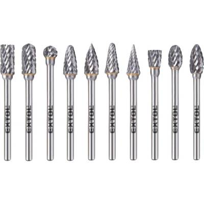 Extol Industrial sada karbidových fréz, ø6mm, stopka ø3mm, celková délka 50mm, 10ks 8703810