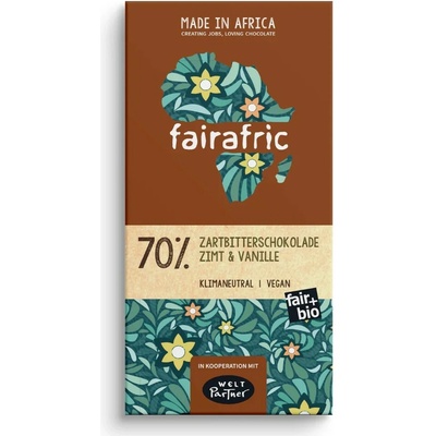 Fairafric Bio hořká se skořicí a vanilkou vyrobená v Ghaně 80 g