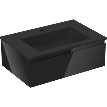 Mexen Orio шкафче за баня 70 см с мивка Otis, 1 чекмедже, черен гланц/черен мат (91A10-07023-1-BF70-W18M71)