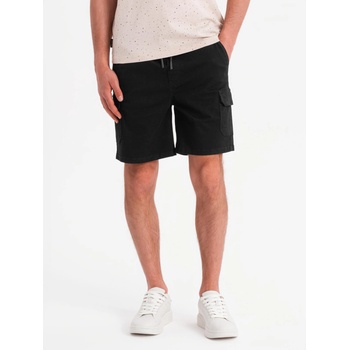 Ombre Clothing Мъжки памучни шорти с еластична талия - черно Ombre Clothing | Cheren | МЪЖЕ | S