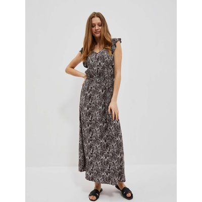 Moodo Бяло и кафяво дамска рокля на цветя Moodo Moodo | Kafyav | ЖЕНИ | XS