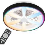 BRILONER - LED ceiling fan with lighting, remote control, DC motor, 5 speeds, RGBIC, CCT, dimmable, lamp with fan, LED ceiling light, ceiling lamp fan, 48 cm, black - 3988015 (3988015)