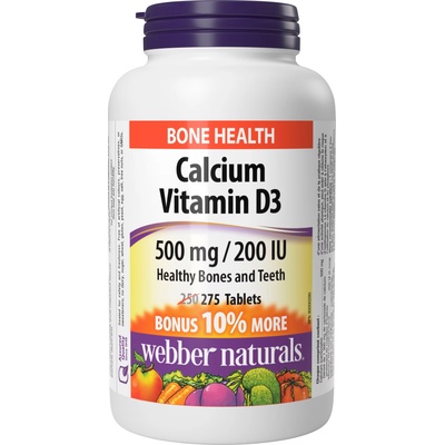 Webber Naturals Calcium + Vitamin D3, 500 mg/200 IU, 275 таблетки, Webber Naturals (3874 WN)