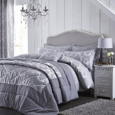 Catherine Lansfield přehoz na postel Damask Jacquard šedá 240 x 260 cm