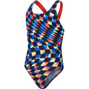 Speedo digital allover leaderback girls black/red 128cm