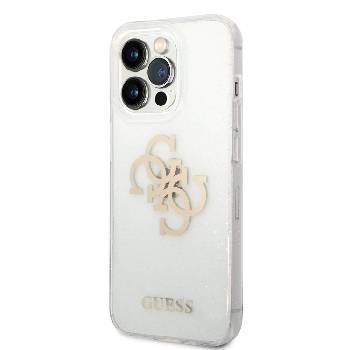 GUESS Big 4G Full Glitter Case - силиконов (TPU) калъф за iPhone 14 Pro (прозрачен)