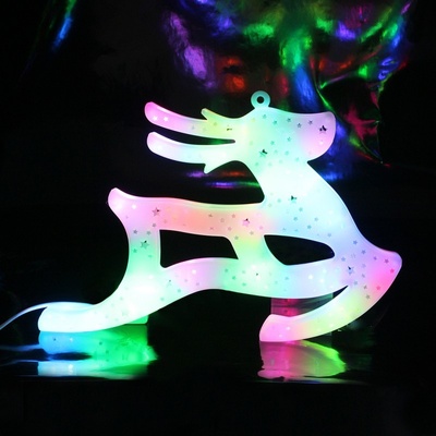 eCa Vianočné LED Sane so sobmi 20 x 30 cm multicolor