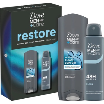 Dove Men+Care Комплект Restore - Душ гел и Спрей дезодорант, 250 + 150 ml