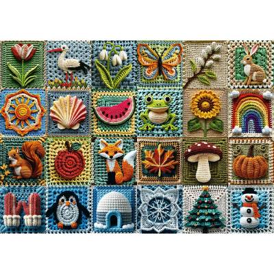 Trefl - Puzzle Puzzle Premium Plus - Tea Time: Crochet - Four Seasons - 1 000 piese