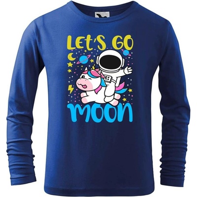 Dobrý triko Dětské bavlněné triko Lets go moon Královská modrá