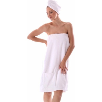 Interkontakt Dámský saunový kilt 70x150 cm s turbanem Logo SAUNA červený