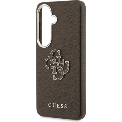 CG Mobile Samsung S26 GUESS GRAINED BIG 4G METAL LOGO силиконов протектор за телефон, удароустойчив, заден капак с кожен ефект, BEAUTY COLOUR (GUHCS26S5PS4RGGW)