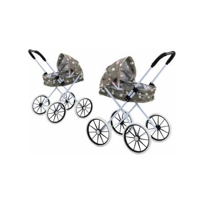 LEAN Toys Doll Stroller Large Wheels Foldable Stars Gray