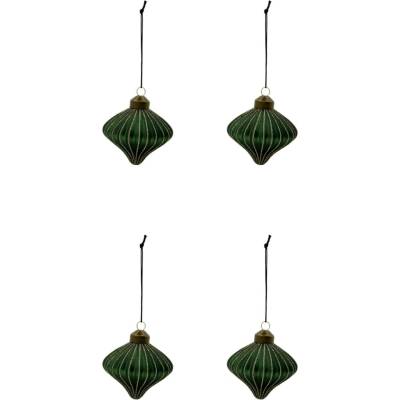 House Doctor Sklenená vianočná ozdoba Spin Green – set 4 ks