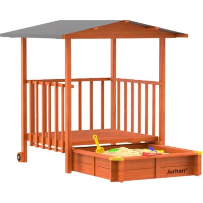 Jurhan Pískoviště s verandou SUNNY 130x130x143cm hnědá/šedá 66632 – Zbozi.Blesk.cz