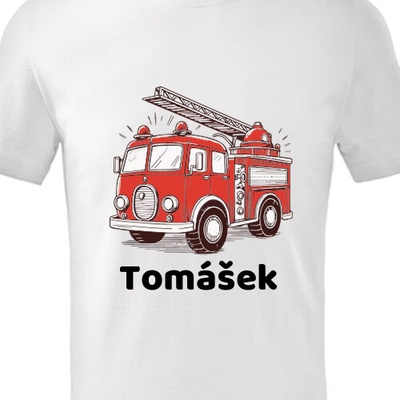 Triko hasičské auto se jménem dětské