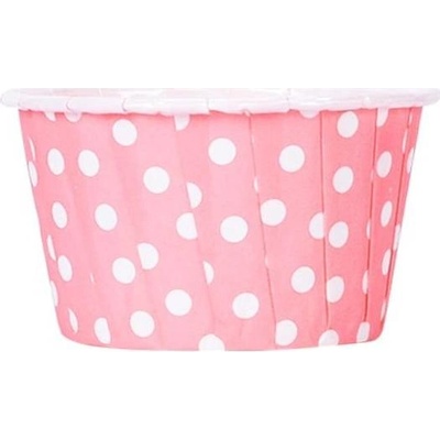 Cakesicq Košíčky na muffiny růžové s puntíky a pevným okrajem 60x40mm 100ks
