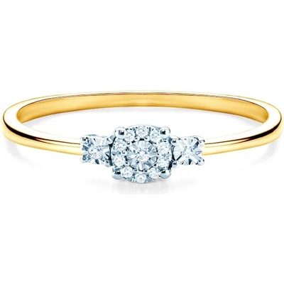 SAVICKI Годежен пръстен с три камъка: двуцветно злато. диамант