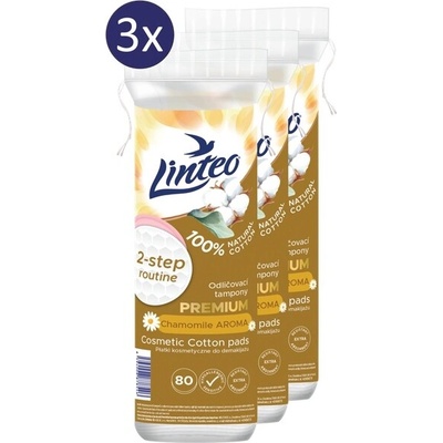 Linteo odličovací tampony Premium heřmánek 80ks x 3