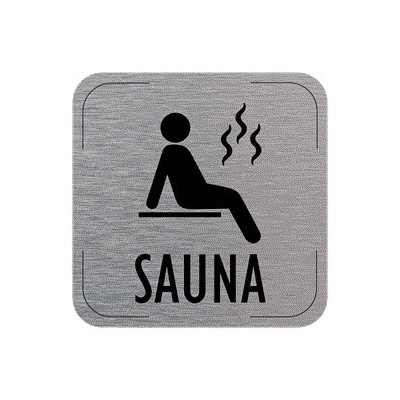 Popis místnosti - cedulka na dveře - Sauna, hliníková tabulka, 80 x 80 mm