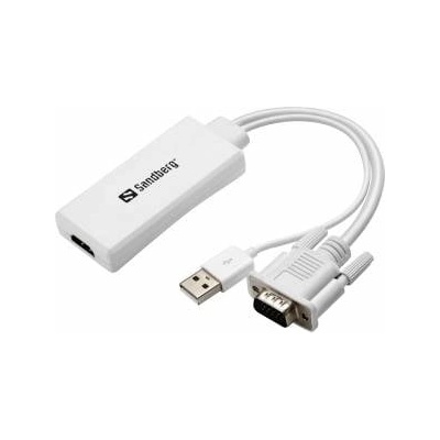 SANDBERG VGA+Audio to HDMI Converter VGA+Audio to HDMI Converter, HDMI, VGA (D-Sub) + USB, Female, Male, 1920 x 1080 pixels, 640 x 480 (VGA), 800