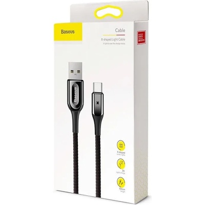 Baseus Кабел Baseus X-type USB-C с LED светлина QC 3.0 1m 3A (6953156277083)