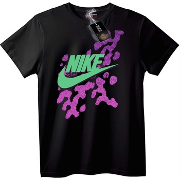 NOONEBRAND Nike Зелен Swoosh Лилав Разплиск Тениска - 2XL, White