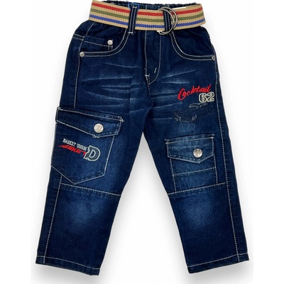Nice wear Chlapecké stylové džíny na gumu tmavě modré barvy Modrá