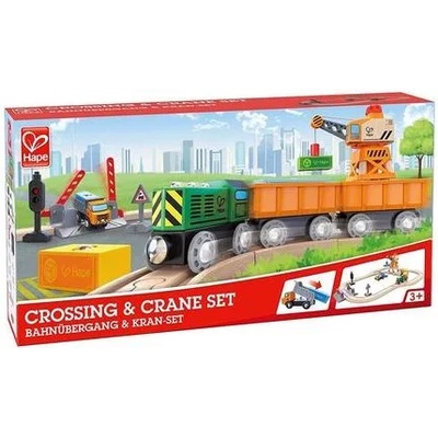 Hape Дървен ЖП комплект HaPe International - С кран (H3732)
