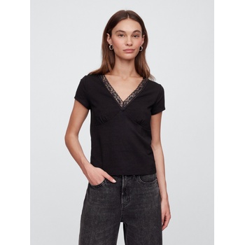 GAP Тениска с дантела GAP GAP | Cheren | ЖЕНИ | XXS