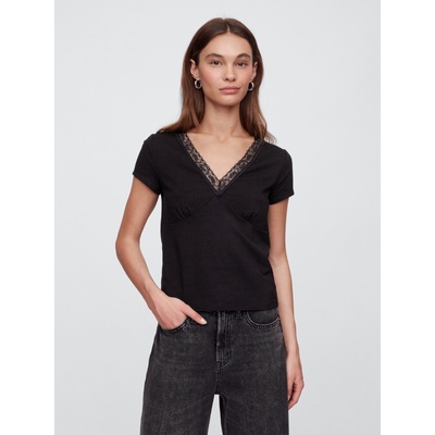 GAP Тениска с дантела GAP GAP | Cheren | ЖЕНИ | XXS