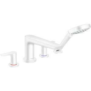 Hansgrohe Talis E - Смесител за монтаж на ръба на ваната, 4-отворна инсталация, матово бяло 71748700 (71748700)