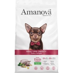 Amanova adult mini obesity turkey delight - пълноценна храна за пораснали кучета от мини породи с наднормено тегло, с пуйка - 800 гр, Испания - 37375