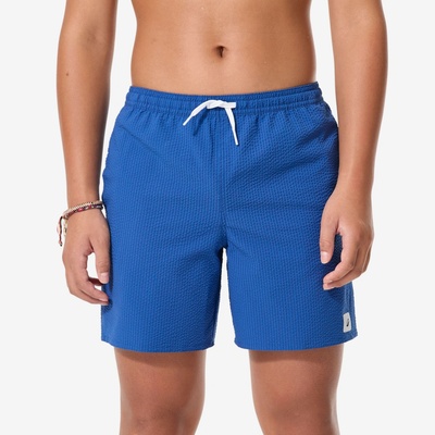 Decathlon Detské plážové šortky 100 Seersucker modré