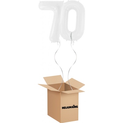 HeliumKing Balónový box Narodeninové číslo 70 biely 86 cm