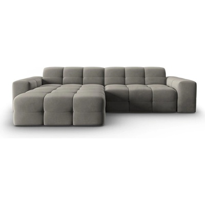 Micadoni Ъглов диван от сиво кадифе (ляв ъгъл) Kendal - Micadoni Home (MIC_LC_S_121_F1_KENDAL2)